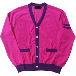 Cárdigan Personalizado con Logotipo Bordado, Tejido, Casual, con Botones, Ecológico, Cuello en V, Manga Larga, Color Rosa Verde Sólido, para Hermandades - Product Image 1