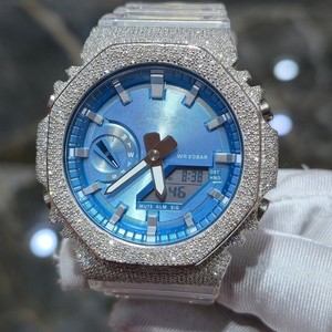 Reloj de Cuarzo Analógico de Lujo para Hombre, 46 mm, Caja Redonda con Pedrería, Esfera Azul, Resistente al Agua 20 BAR, Correa de Acero Inoxidable para Niños - Product Image 4