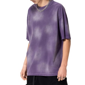 Camisetas de punto oversize para hombre, lavado ácido, 100% algodón, con logo personalizado, impresión de calidad, transpirables, ecológicas, las más vendidas al por mayor - Product Image 1