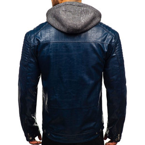 Veste à col roulé en cuir véritable et toile, coupe décontractée, taille personnalisée, pour homme, hiver 2025, nouvelle collection, imperméable, écologique, style urbain - Product Image 3