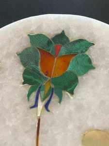 Trending Marble Inlaid Flower <b>Coasters</b> Round Big Slab Natural Stone Waterproof <b>Drink</b> <b>Coaster</b> Set for Luxury Coffee Table Villa - Product Image 3