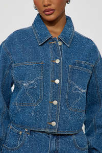 New <b>Custom</b> <b>Denim</b> <b>Jackets</b> Winter/Spring Women Turn-down Collar Breathable Eco-Friendly Reversible Organic Cotton Casual Style - Product Image 2