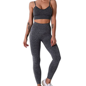 Ensemble de yoga 2 pièces pour femme, marque privée, vêtements de sport, taille élastique, fitness, personnalisé, couleur unie, réversible - Product Image 1