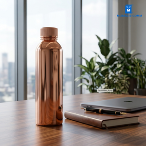 Botella de Agua de Cobre Ecológica Mosaic E-Comm, Diseño Moderno con Anillo, a Prueba de Fugas, Ayurvédica, para Beber, Uso en Cocina e Interiores, Hecha en India - Product Image 2