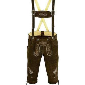 Auténticos Pantalones Cortos de Cuero Bávaro Marrón Oscuro para Hombre, Tallas Europeas 46 a 62 - Product Image 1