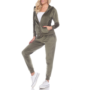 Women's <b>Velour</b> <b>Tracksuit</b> Set Soft Plush Two Piece Hoodie and Jogger Outfit for Casual Streetwear Lounge Wear - Product Image 4