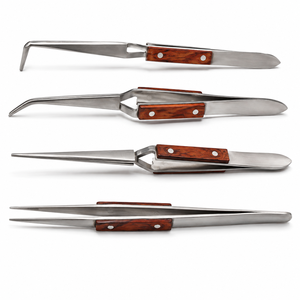 Lot de 4 pinces à souder pour dissipateurs de chaleur avec poignée en fibre, courbées à 90 degrés, droites, à pointe longue, à mâchoires lisses et coniques, pour la fabrication de bijoux - Product Image 1