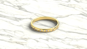 Anillo de Boda Minimalista de Oro de 18K con Diamantes Redondos Engastados, Anillo de Eternidad Apilable Unisex, Anillo de Promesa de Aniversario, Joyería para Mujer - Product Image 3