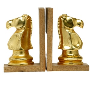 Sujetalibros decorativo de caballo de ajedrez, mesa de Metal y madera, decoración del hogar, soportes para libros, la última tarifa directa de fábrica moderna - Product Image 1