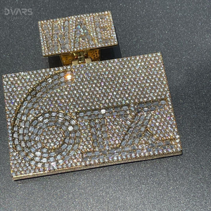 Colgante de Lujo de Plata de Ley 925 con Baño de Oro de 18K y Moissanita VVS, con Letra Inicial, Logotipo, Nombre, Estilo Hip Hop, con Incrustaciones y Dijes de Nombre y Número - Product Image 2
