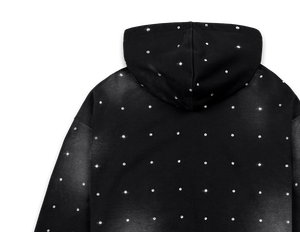 Sudadera con Capucha Negra Personalizada al por Mayor para Hombre, con Pedrería, Estilo Oversize Casual, Tejida en Poliéster con Patrón de Puntos, Estilo Otoñal - Product Image 4