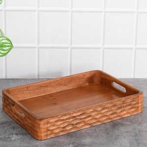 Plateau en bois à usage multiple pour le café, le déjeuner ou le petit-déjeuner Organisateur rectangulaire pour restaurant, bureau ou table à manger à la maison - Product Image 5