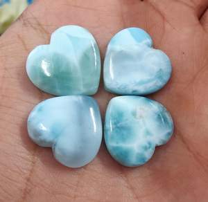 พลอยลาริมาร์รูปหัวใจทรงคาโบชอง สีน้ำเงิน ขนาดมาตรฐาน สำหรับทำเครื่องประดับ พลอยหลวม คริสตัลบำบัด - Product Image 4