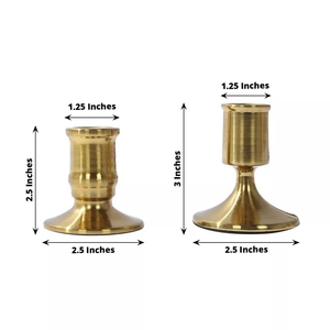 Sleek design gold plated cast metal small large candle holder 2 <b>pc</b> <b>set</b> taper candlestick holder customization options - Product Image 4