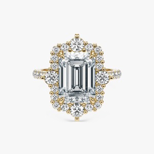 Anillo de Compromiso de Lujo con Halo de Diamantes de Corte Brillante Ovalado en Oro Amarillo de 14 Quilates para Minoristas de Joyería - Product Image 2