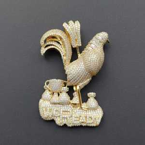 Colgante de Moissanita Personalizado con Diseño de Gallo de Dibujos Animados Estilo Hip Hop, Chapado en Oro Único sobre Plata 925, para Joyería Fina, Colgantes y Dijes - Product Image 1
