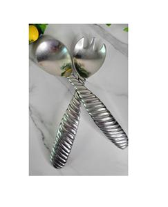 Elegante Juego de Servidores de Ensalada de Metal en Tono Plateado Contemporáneo para Decoración Moderna de Comedor y Necesidades Diarias de Servicio en la Cocina - Product Image 1