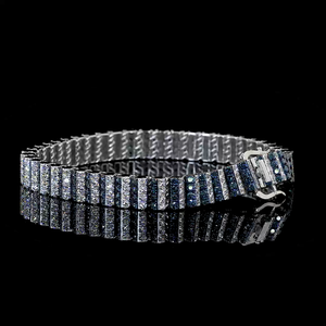 Bracelet tennis en argent 925 avec diamants de laboratoire taille baguette, pierres bleues et blanches, bijoux de luxe pour homme - Product Image 4
