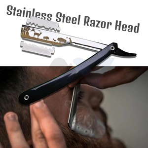 Rasoir droit pliable professionnel en acier inoxydable pour hommes, rasoir manuel pour la barbe, tondeuse de barbier avec manche durable - Product Image 2