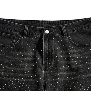 Wholesale breathable Custom Rhinestone Denim Shorts for Men Embellished Stylish Jean Shorts - Premium Streetwear Summer Fashion - Product Image 2