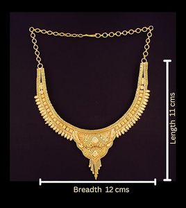 Parure de bijoux plaqué or 24 carats en alliage pour femme, style ethnique avec pampilles, pour mariage, style Rani Haar - Product Image 4