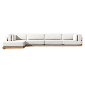 Conjunto de Sofás de Esquina para Exteriores de Estilo Contemporáneo, Sofá Modular Minimalista de Teca Sólida en Forma de L, Cojín Cómodo e Impermeable - Product Image 1