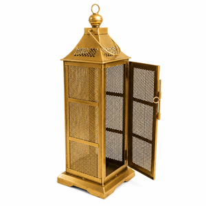 <b>Large</b> Iron Lantern | Antique Gold Metal <b>Candle</b> Lantern for Home Decor, Wedding, Hotel & Event Decoration - Product Image 2