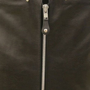 SALVA LEATHER <b>Men's</b> <b>Black</b> Winter Moto Biker <b>Vest</b> V-neck Zipper Windproof Breathable Genuine Leather 300g Outerwear Regular Fit - Product Image 5