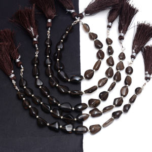 Fabulosa forma de caída suave de cuarzo ahumado marrón Natural 8 pulgadas 9X14 MM hebra de piedras preciosas Premium para la fabricación de joyas DIY - Product Image 2