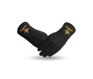 Gants de cérémonie de luxe OES en coton noir pur avec marteau doré - Product Image 1