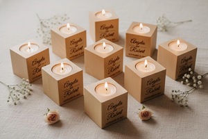 Wood <b>Tea</b> <b>Light</b> Holder Set Round Handmade Candle Holder for Home Decoration - Product Image 5