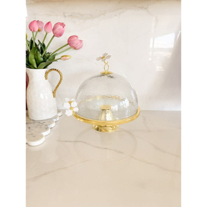 Supports à gâteaux élégants en métal avec couvercle en verre, qualité supérieure, présentoir rond pour desserts, fournitures pour gâteaux de mariage et d'anniversaire à domicile - Product Image 3