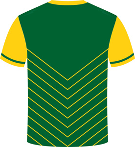 Maillot de football sublimé à col en V pour homme, manches courtes, vert et jaune, imprimé géométrique, anti-humidité, coupe classique - Product Image 2