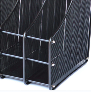 Organisateur de dossiers de bureau en maille métallique noire à 2 compartiments - Parfait pour organiser les documents du bureau et de l'école - Product Image 5