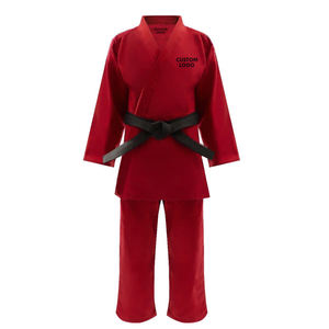 Custom Size Solid <b>Red</b> Color Judo <b>Suit</b> Breathable Stretch Lightweight 100% Cotton Martial Arts Wear Automated Cutting Factory - Product Image 1