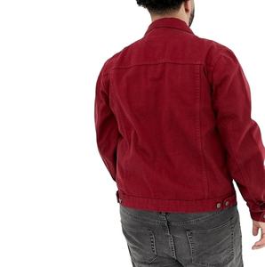 Custom Design Denim Jackets Winter Heavy Weight Warm <b>Jean</b> Jackets Wholesale Street Wear Fashion Breathable Denim Jacket <b>Red</b> Dyed - Product Image 2