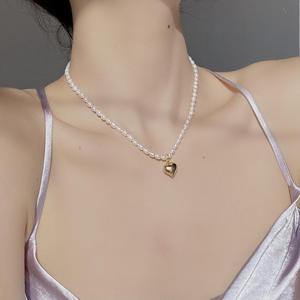 Small <b>Moon</b> Pearl Mother Shell <b>Necklace</b> S925 Sterling Silver Chain China-Chic Simple Design with <b>Half</b> Curved Crescent - Product Image 1