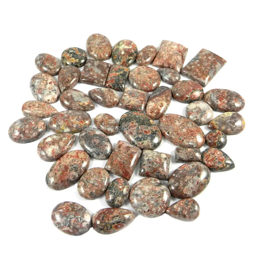 42 Pcs Natural de piel de leopardo jasper 100 gms mezcla de piedras preciosas cabujón IG1427