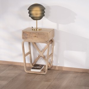 Mesita de noche Vandana Crystal Line en un estilo retro y elegante, hecha de madera de mango - Product Image 2