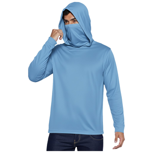 Chemise à manches longues à capuche pour homme, protection UV, couleur unie, polyester, pull-over, vêtements de pêche, haut anti-UV performant - Product Image 2