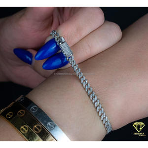 Luxury Statement Cuban Link Bracelet with Premium Moissanite Diamonds and Elegant White Gold Finish - Product Image 4