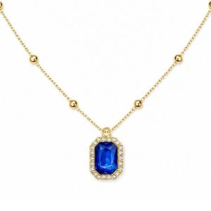 Collar con Colgante de Cristal Azul Chapado en Oro Estilo Hiphop para Mujeres y Niñas, Joyería de Moda Antideslustre - Product Image 4