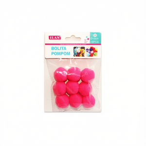 Pallina di pon pon Ilan da 3,0 cm rosa per decorazioni artigianali e progetti fai da te - Product Image 1