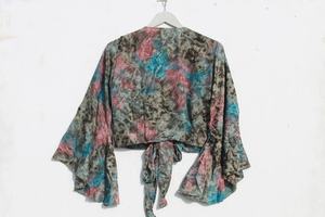 Nouvel arrivage de haut portefeuille Boho Tie Top Bohemian Bell Sleeve Plus Size Fairy Core Wrap Blouse Hippie Tops pour les femmes - Product Image 5