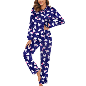 Ensemble pyjama confortable et élégant pour femmes, motif imprimé, vêtements de nuit, vêtements de détente, robe de nuit pour femmes - Product Image 1