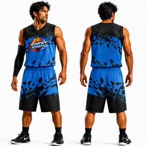 Conjunto de Camiseta de Baloncesto para Hombre SINEWY SPORTS, Cuello en V, Sin Mangas, Impresión Sublimada, Absorbe la Humedad, Ajuste Atlético, para Todas las Temporadas - Product Image 1
