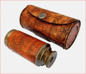 Télescope en cuir fait main avec motif en relief, style antique, portable, pour cadeaux promotionnels - Product Image 3