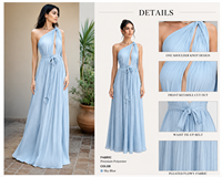 Robe longue plissée sans manches bleu ciel pour femme, élégante, en spandex/coton, coupe trapèze, écologique, séchage rapide, pour soirée, fête ou vacances