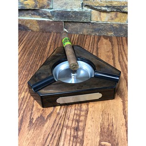 Cenicero de Escritorio Moderno de Madera con Inserto Metálico y Soporte para Cigarros para Uso Doméstico - Product Image 3