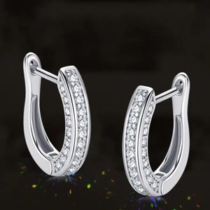 925 Moissanite Round Cut Design Hoop Diamond <b>Earrings</b> in 18K White Gold Plated Diamond <b>Earring</b> Fine Jewelry <b>for</b> Daily Wear - Product Image 5